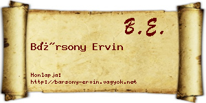 Bársony Ervin névjegykártya