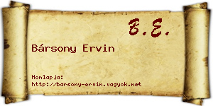 Bársony Ervin névjegykártya
