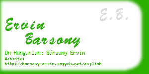 ervin barsony business card
